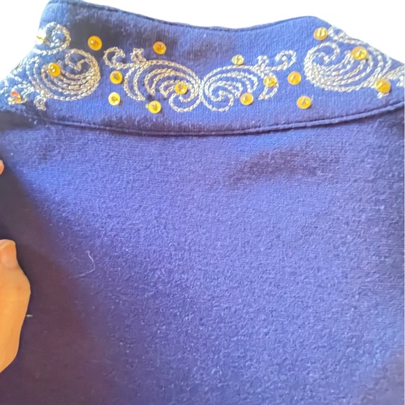 Drapers & Damons navy blue and gold sequined detailing‎ zip down jacket soft - Picture 8 of 9